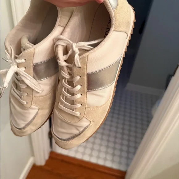 J Crew trainers in metallic colorblock Women's Cream Sneakers with Gold Accents - Picture 6 of 12